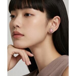 Navajo Peggy Skeets Sterling Silver Pink Opal Post Earrings